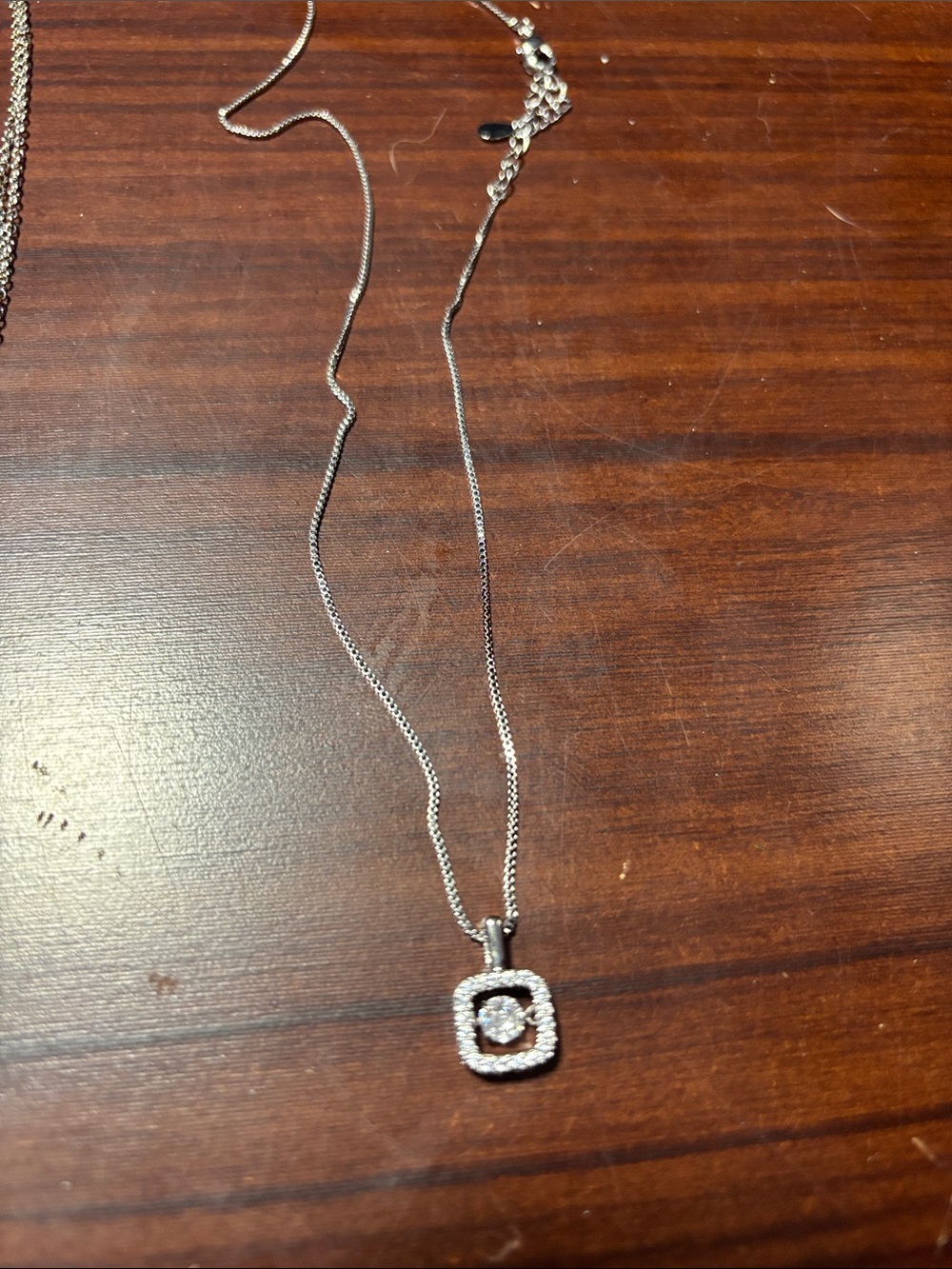 Silver Halo Square Pendant Necklace - Women Jewelry
